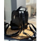 BLACK BACKPACK WITH SILVER STRIPES