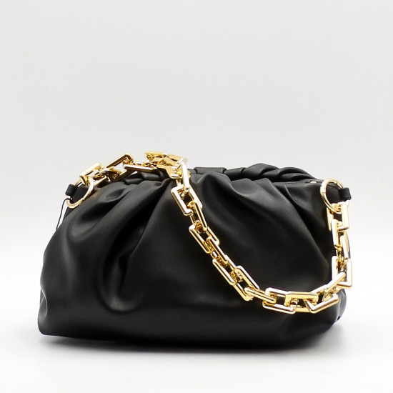 BLACK BAG WITH GOLD AND SILVER CHAIN