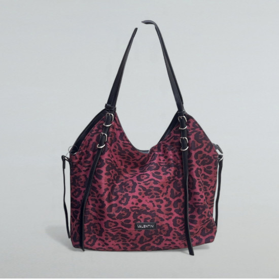 SHOULDER BAG IN ANIMAL PRINT IN BORDEAUX