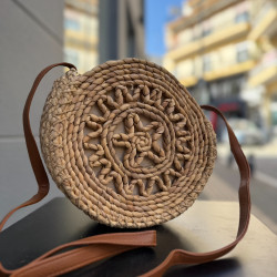 ROUND STRAW BAG WITH ZIPPER