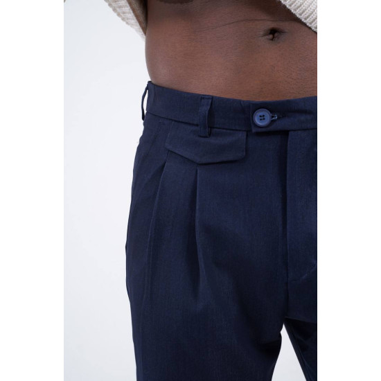 MEN'S OVERSIZED FABRIC OVERSIZED PANTS SCORE 00379-BLUE