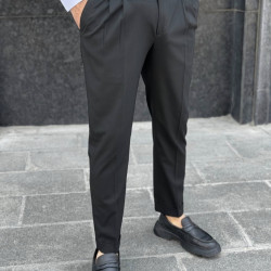 MEN'S FABRIC PANTS OVERSIZED DJPLUS 00379-BLACK