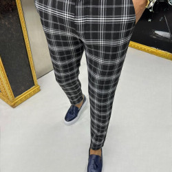 MEN'S SLIM LINE CHINO PANTS - BLACK CHECK3