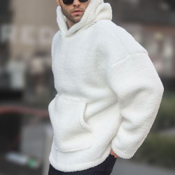 TEDDY HOODIE OVERSIZE WITH HOOD IN WHITE