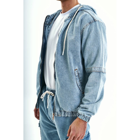 MEN'S DENIM ZIPPER JACKET OVERSIZE