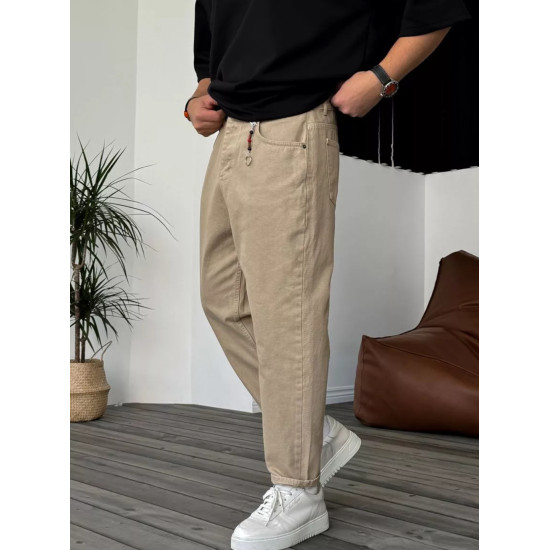 MEN'S DENIM BOYFRIEND PANTS BEIGE  DP-00399-ΜΠ