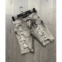 BERMUDA JEANS IN GREY WITH RIPS