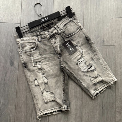BERMUDA JEANS IN GREY WITH RIPS