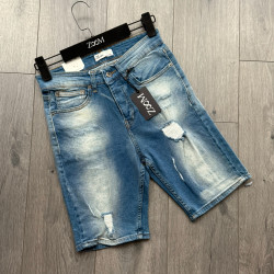 BLUE BERMUDA JEANS WITH RIPS