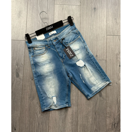 BLUE BERMUDA JEANS WITH RIPS