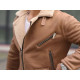 LEATHER JACKET WITH BROWN FU