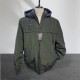 MEN'S DOUBLE SIDED JACKET DETACHABLE HOOD PAO ZIPPER POCKETS - GREEN