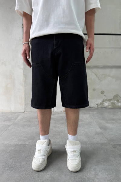 Τζιν βερμούδα σε Jogger Oversized - Μαυρο