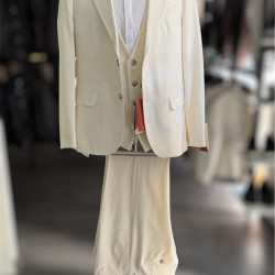 CREAM SLIM SUIT WITH VEST