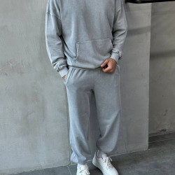 OVERALL SET WITH FLEECE LINING IN LIGHT GREY
