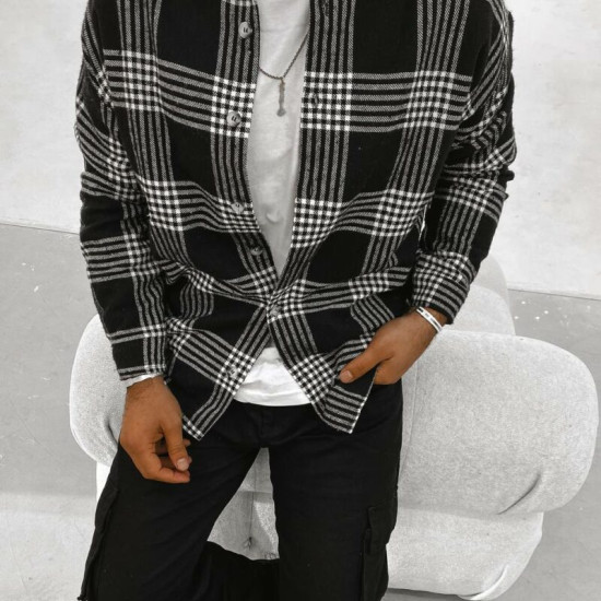 MEN'S COTTON SHIRT IN BLACK CHECK