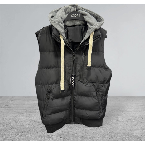 MEN'S SLEEVELESS JACKET IN BLACK