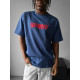 SHORT-SLEEVED BLUE T-SHIRT WITH A PATTERN