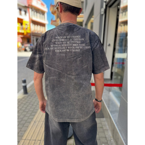 SHORT-SLEEVED T-SHIRT WITH A PATTERN IN DARK GREY