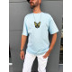 SHORT SLEEVE T-SHIRT WITH YELLOW BUTTERFLY ON BLUE