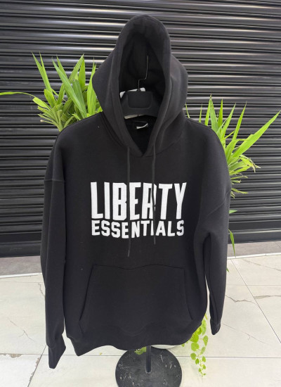 'LIBERTY ESSENTIALS' BLACK HOODED SWEATSHIRT
