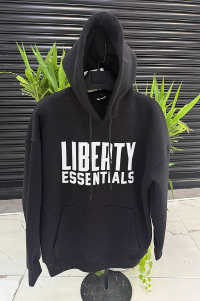 'LIBERTY ESSENTIALS' BLACK HOODED SWEATSHIRT