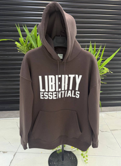 'LIBERTY ESSENTIALS' BROWN HOODED SWEATSHIRT