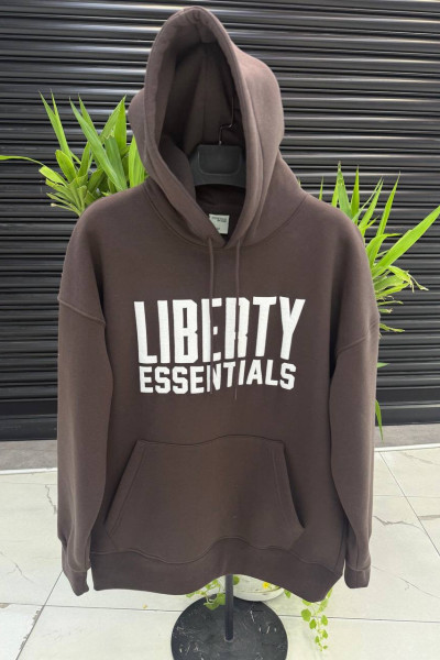 'LIBERTY ESSENTIALS' BROWN HOODED SWEATSHIRT