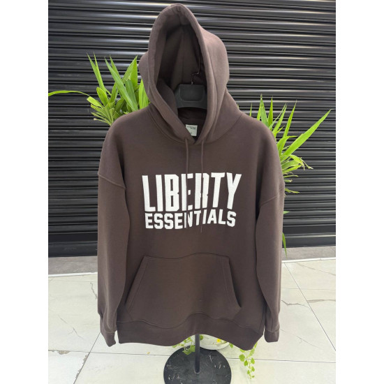 'LIBERTY ESSENTIALS' BROWN HOODED SWEATSHIRT