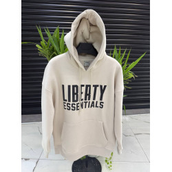 'LIBERTY ESSENTIALS' BEIGE HOODED SWEATSHIRT