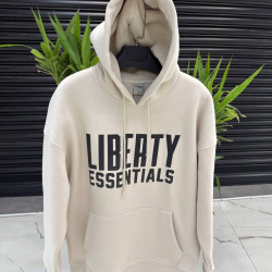 'LIBERTY ESSENTIALS' BEIGE HOODED SWEATSHIRT