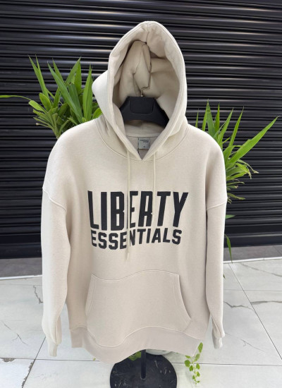 'LIBERTY ESSENTIALS' BEIGE HOODED SWEATSHIRT