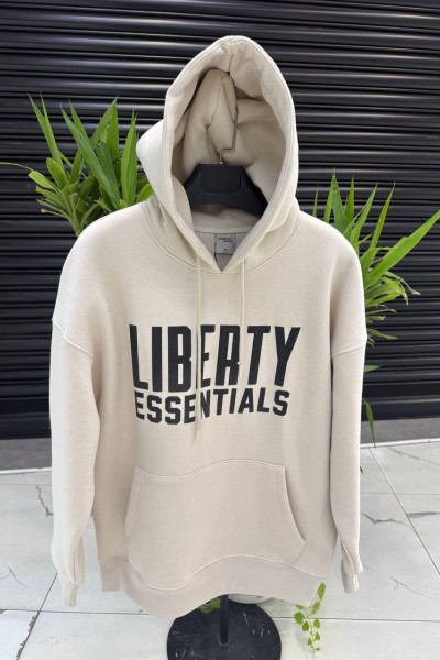'LIBERTY ESSENTIALS' BEIGE HOODED SWEATSHIRT