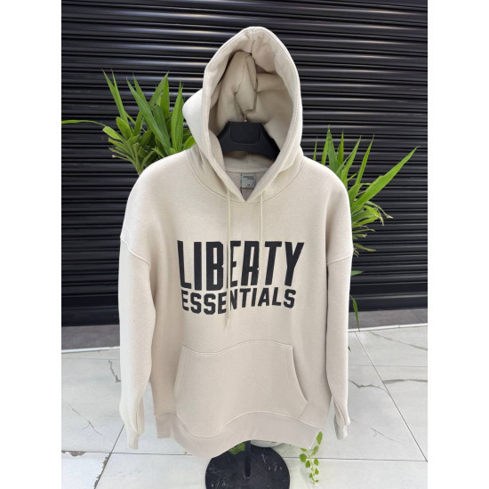 'LIBERTY ESSENTIALS' BEIGE HOODED SWEATSHIRT