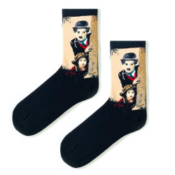 ΚΑΛΤΣΑ UNISEX ΜΕ ΣΧΕΔΙΟ 'CHARLIE CHAPLIN ' ΜΑΥΡΟ