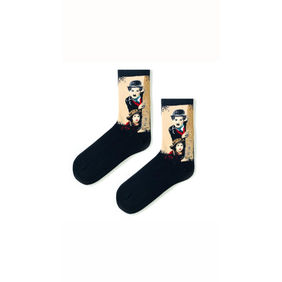 ΚΑΛΤΣΑ UNISEX ΜΕ ΣΧΕΔΙΟ 'CHARLIE CHAPLIN ' ΜΑΥΡΟ