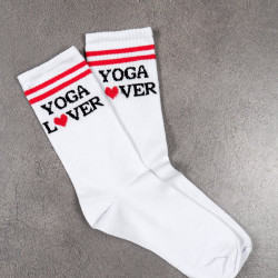 UNISEX ΚΑΛΤΣΑ ΜΕ ΣΧΕΔΙΟ 'YOGA LOVER' ΣΕ ΛΕΥΚΟ