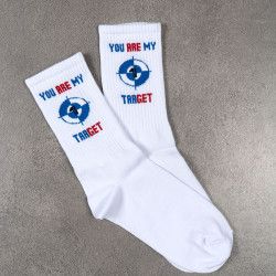 UNISEX ΚΑΛΤΣΑ ΜΕ ΣΧΕΔΙΟ 'TAR GET' ΣΕ ΛΕΥΚΟ