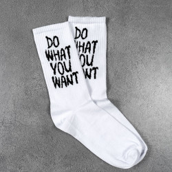 UNISEX SOCKS WITH 'DO WHAT YOU WANT' DESIGN IN WHITE