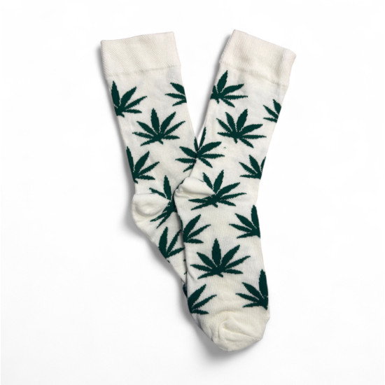 UNISEX ΚΑΛΤΣΑ ΜΕ ΣΧΕΔΙΟ 'LEAF΄ ΣΕ ΛΕΥΚΟ