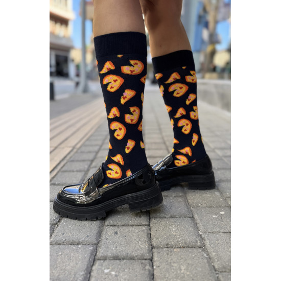 PIZZA PATTERN SOCKS - BLACK