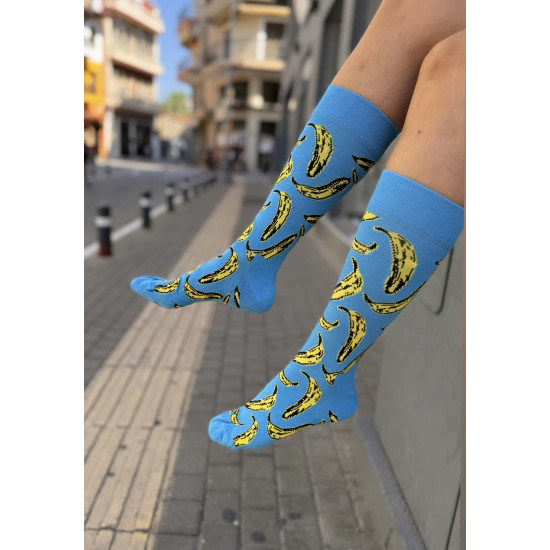 SOCKS WITH BANANA PATTERN - BLUE