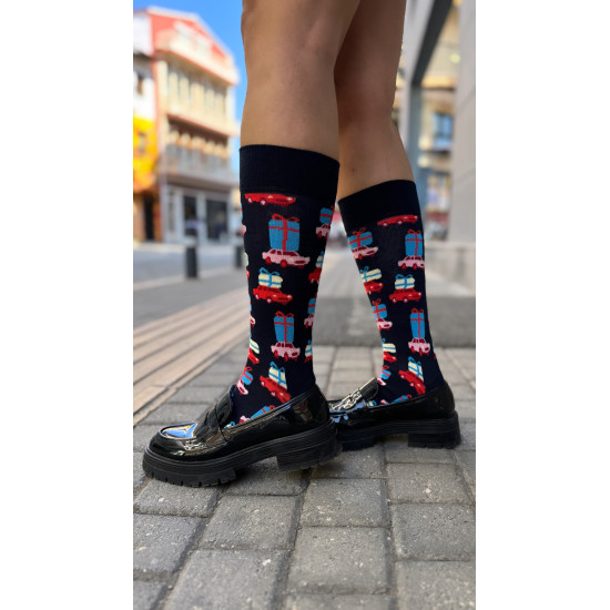 GIFT PATTERNED SOCKS - BLACK