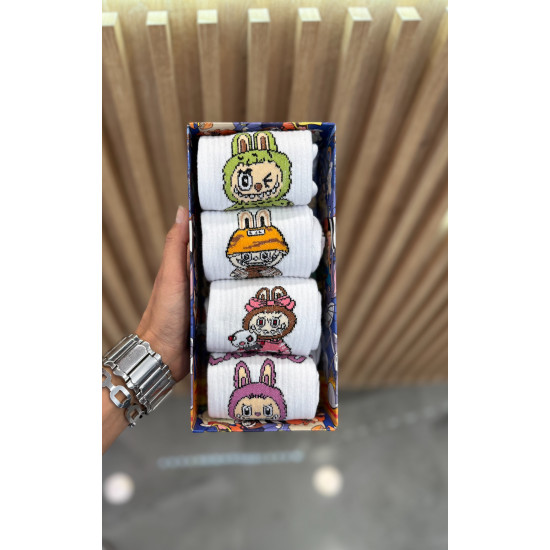 SOCKS WITH 'LABUBU' DESIGN IN WHITE
