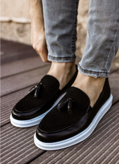CHEKICH RST LOAFER VENICIATA ΑΝΔΡΙΚΑ ΑΘΛΗΤΙΚΑ ΜΑΥΡΑ-ΛΕΥΚΑ CH002-ΜΑΤ