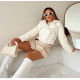 WHITE LEATHER JACKET WITH ECO FUR