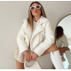 WHITE LEATHER JACKET WITH ECO FUR