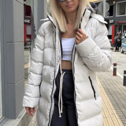 LONG JACKET WITH HOOD IN ICE COLOR