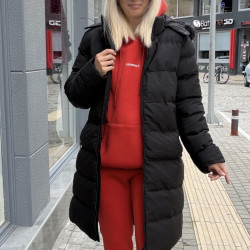 BLACK LONG JACKET WITH HOOD