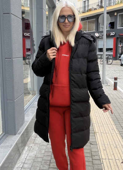 BLACK LONG JACKET WITH HOOD